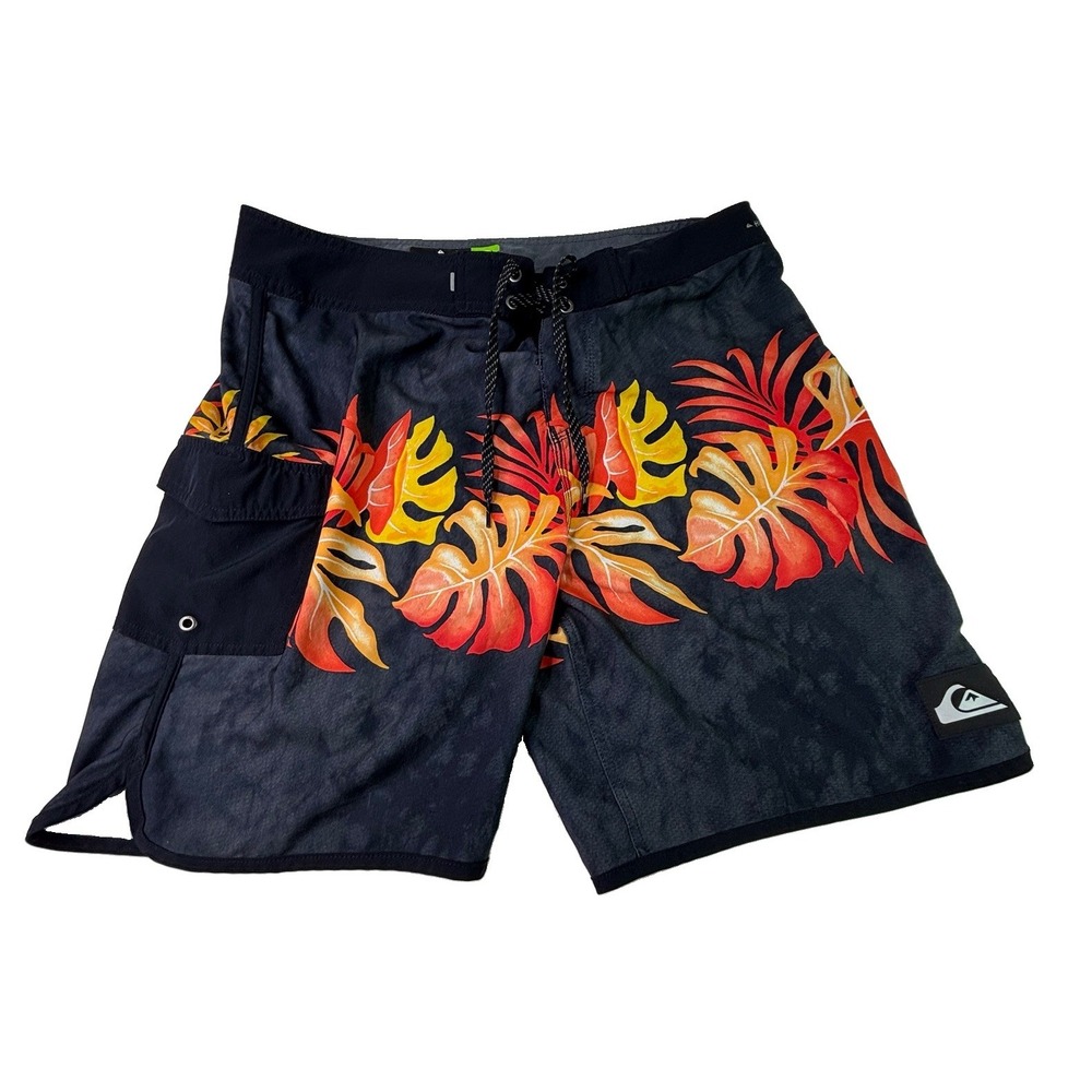 Quiksilver Mens 34 Highline Boardshorts 4-Way Stretch Orange Tropical A20-863